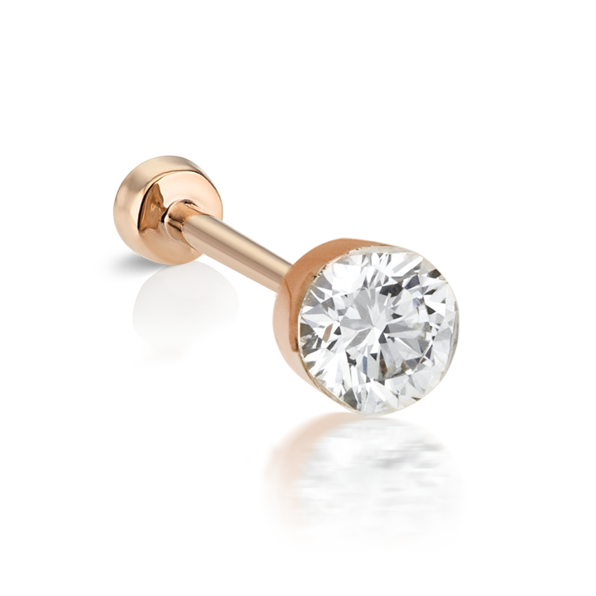 Invisible Diamond Threaded Stud Earring with Diamond Back