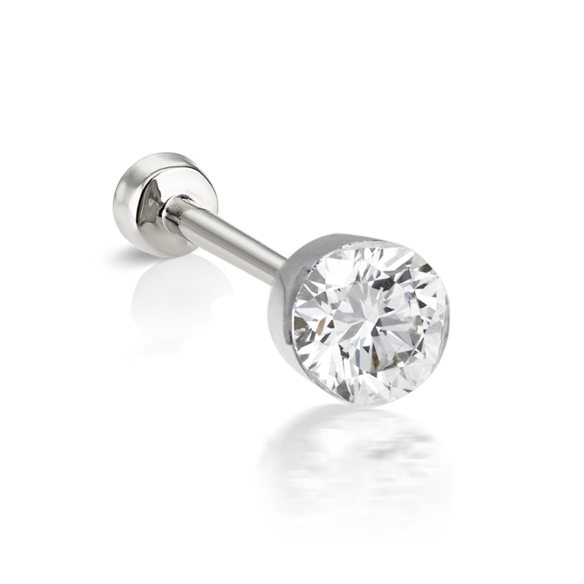 Invisible Diamond Threaded Stud Earring with Diamond Back