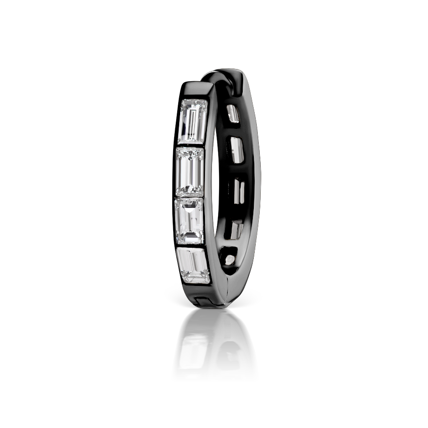 Invisible Set Baguette Diamond Eternity Hoop Earring