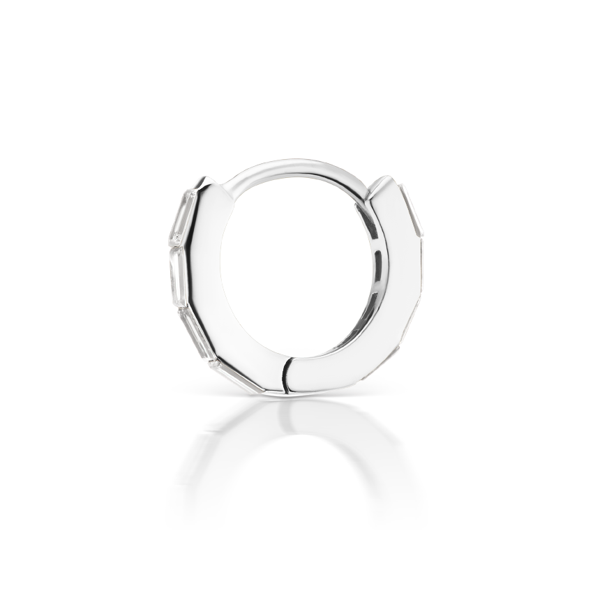 Invisible Set Baguette Diamond Eternity Hoop Earring