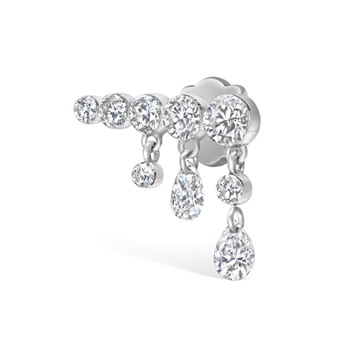Invisible Set Diamond Crescendo Bar Threaded Stud Earring