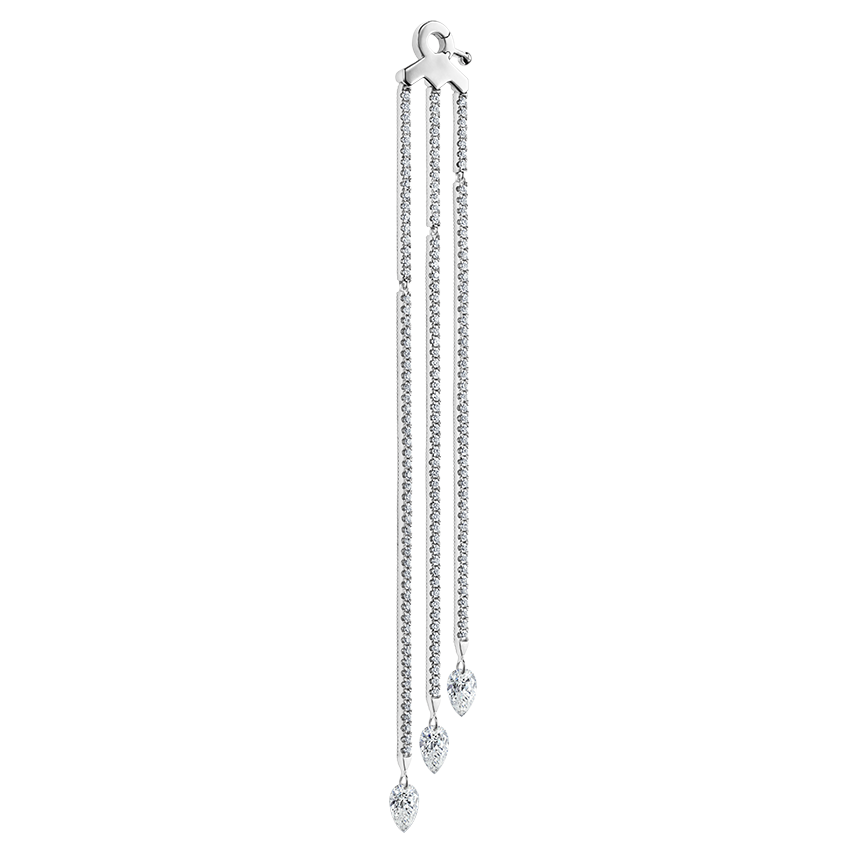 Triple Diamond Eternity Bar Conch Charm & Pear Diamond Dangles