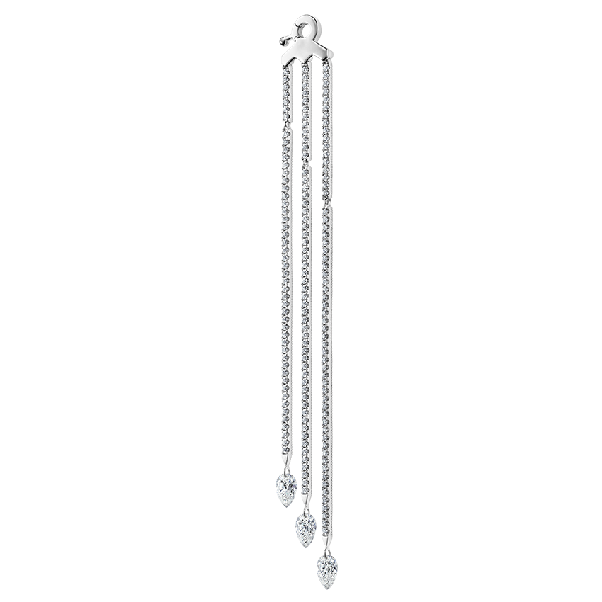 Triple Diamond Eternity Bar Conch Charm & Pear Diamond Dangles