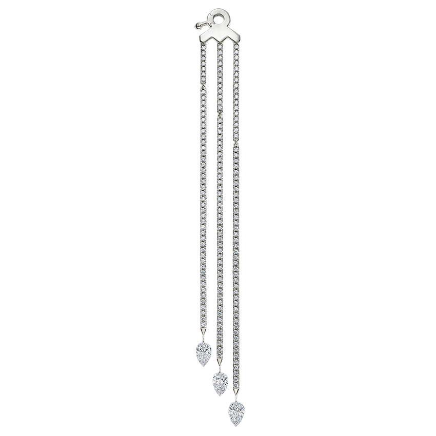 Triple Diamond Eternity Bar Conch Charm & Pear Diamond Dangles
