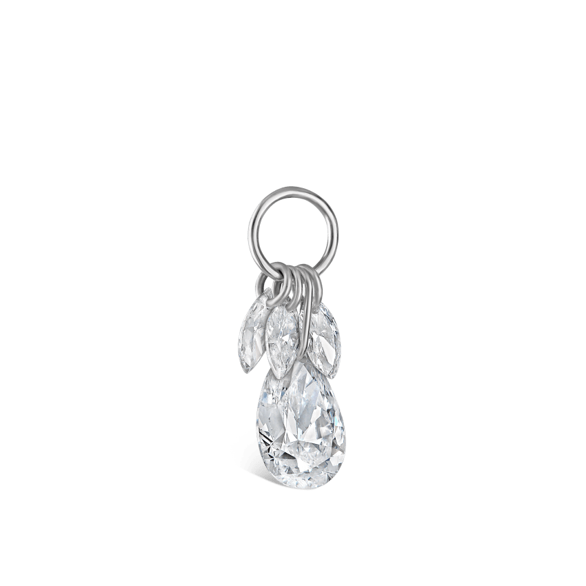 Floating Pear Diamond Plume Charm