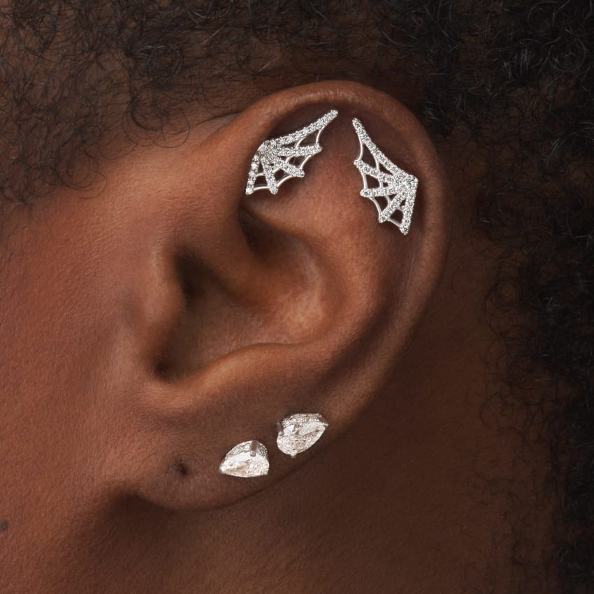 Diamond Web Threaded Stud Earring