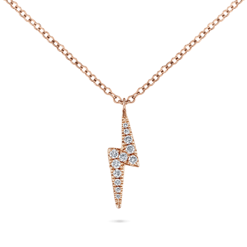 White and Black Diamond Lightning Bolt Necklace
