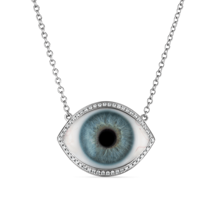 Diamond Halo Eye Necklace