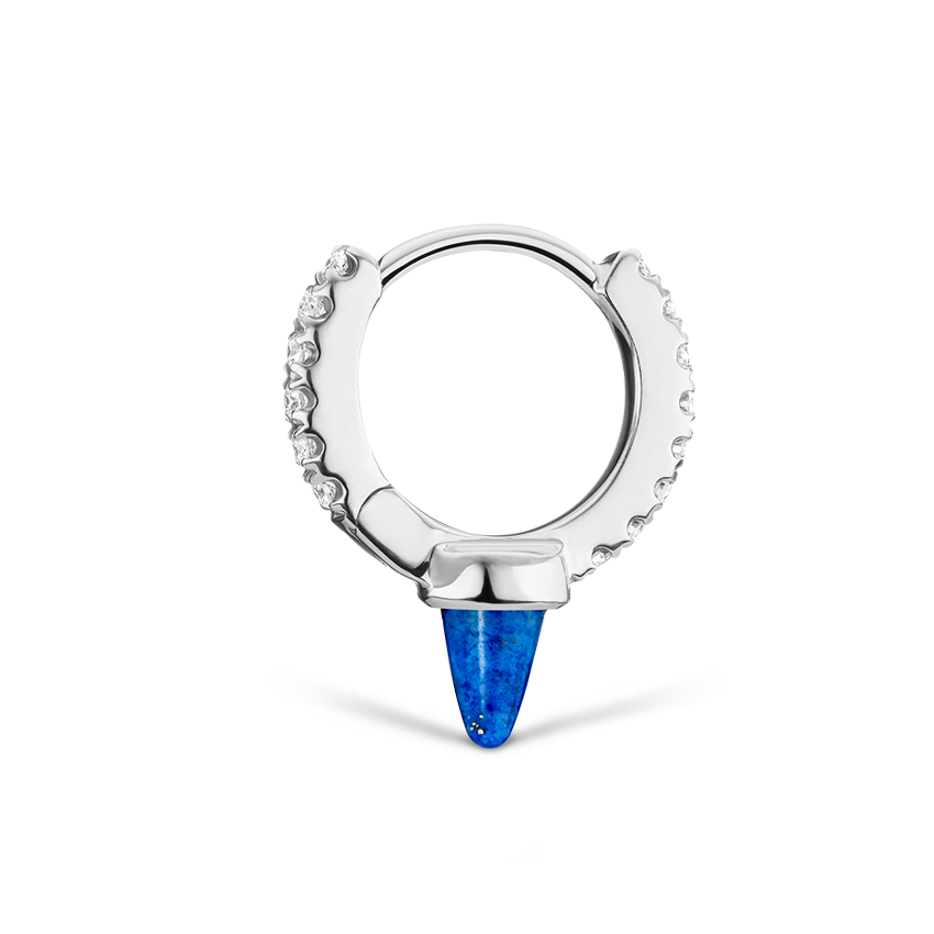 Lapis Single Short Spike Diamond Eternity Hoop Earring