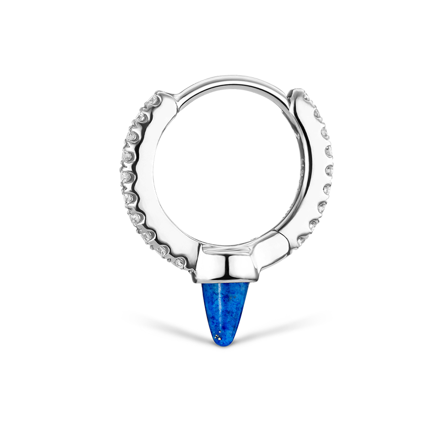 Lapis Single Short Spike Diamond Eternity Hoop Earring