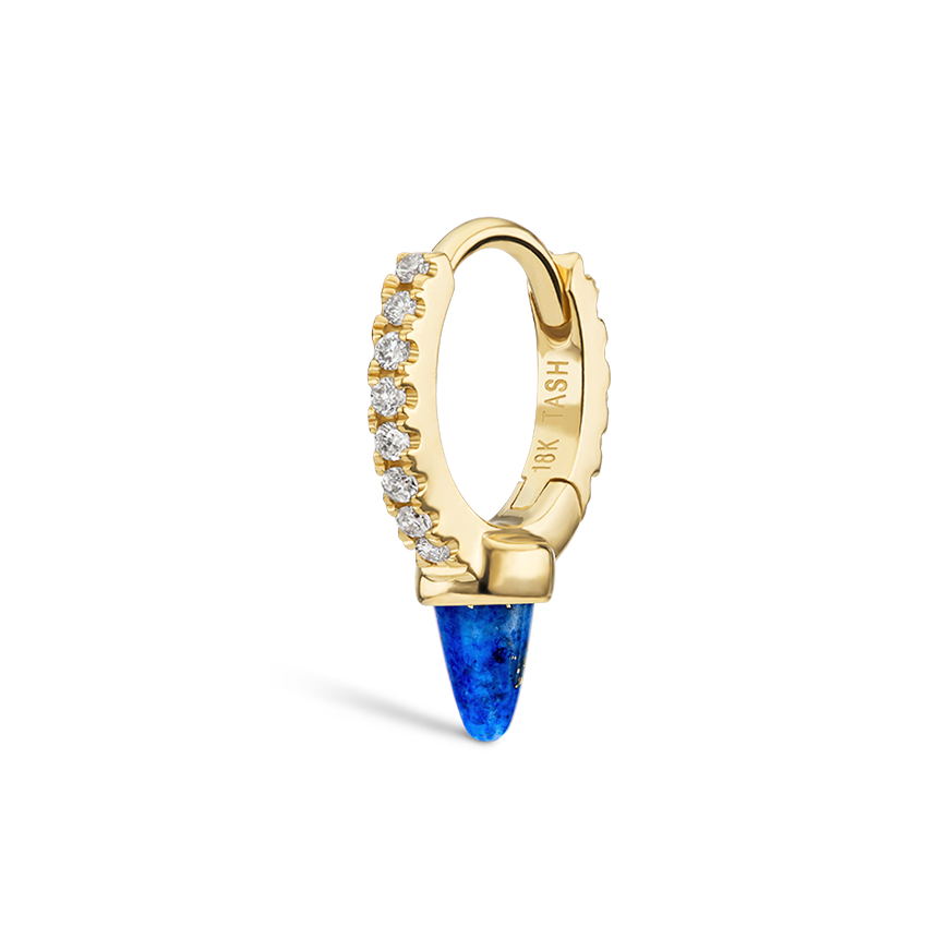Lapis Single Short Spike Diamond Eternity Hoop Earring