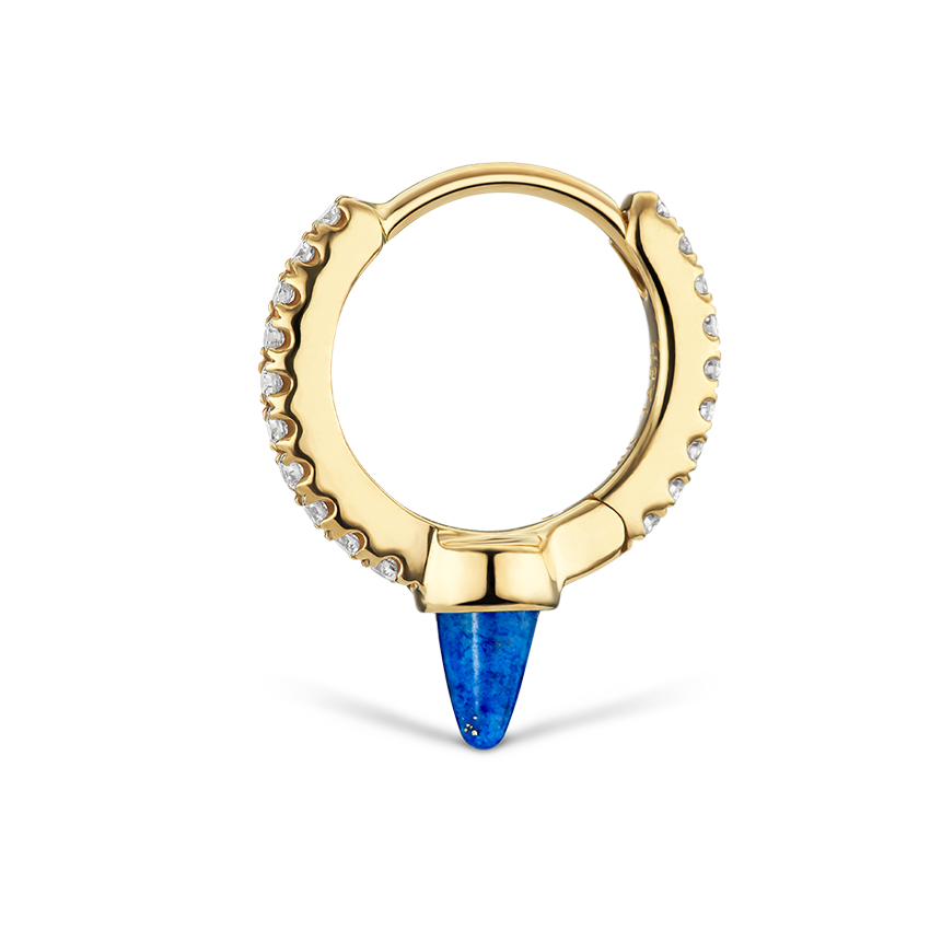 Lapis Single Short Spike Diamond Eternity Hoop Earring