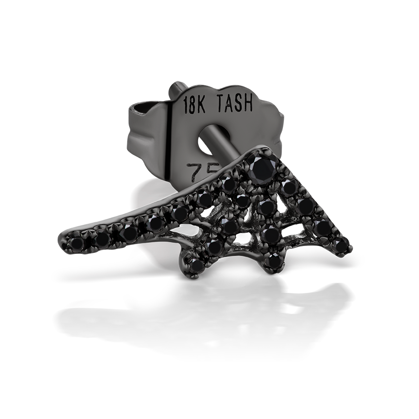 Large Black Diamond Web Earstud