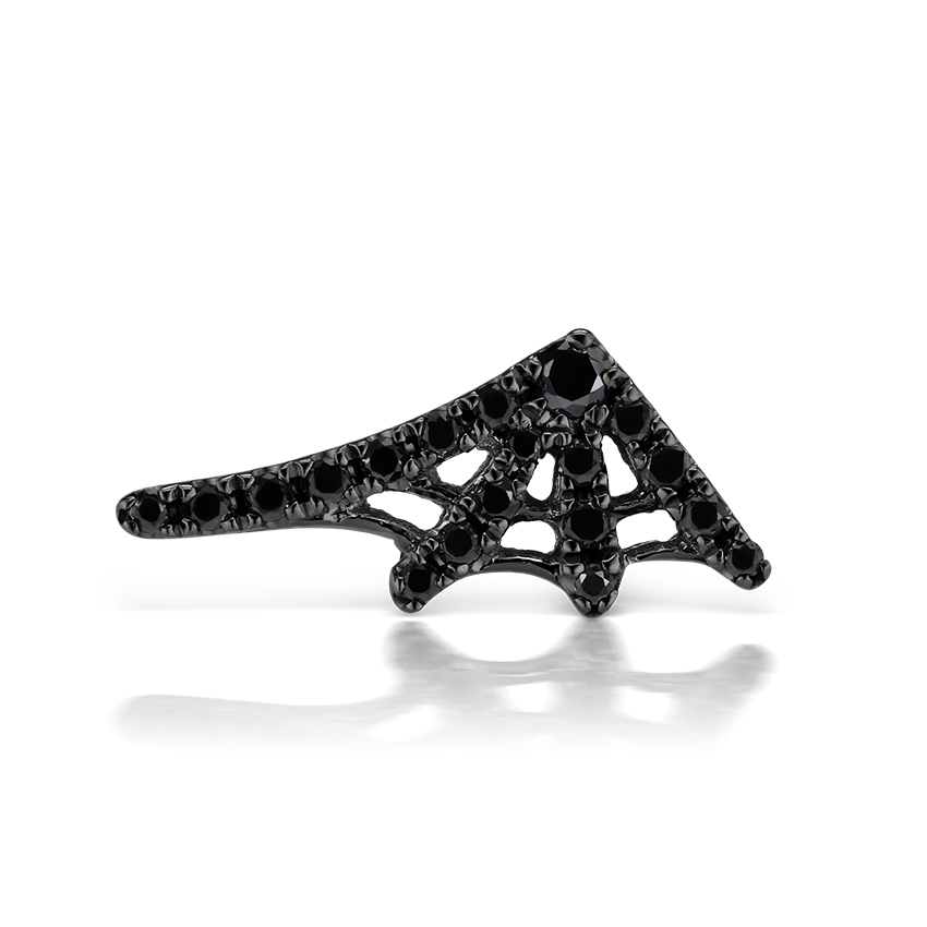 Large Black Diamond Web Earstud