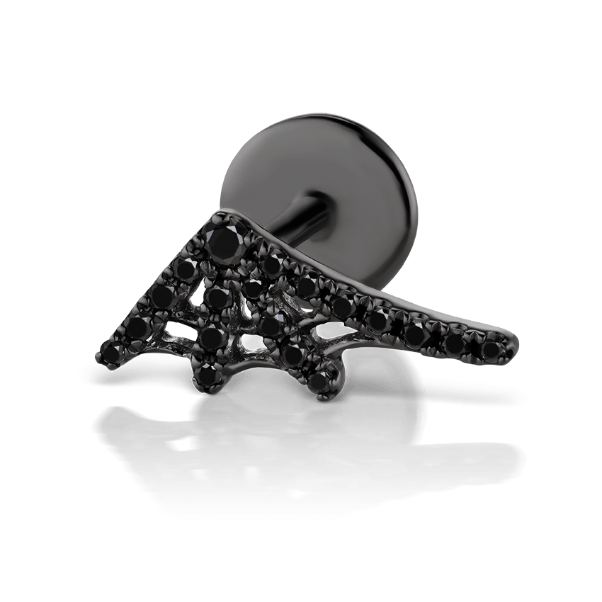 Black Diamond Web Threaded Stud Earring