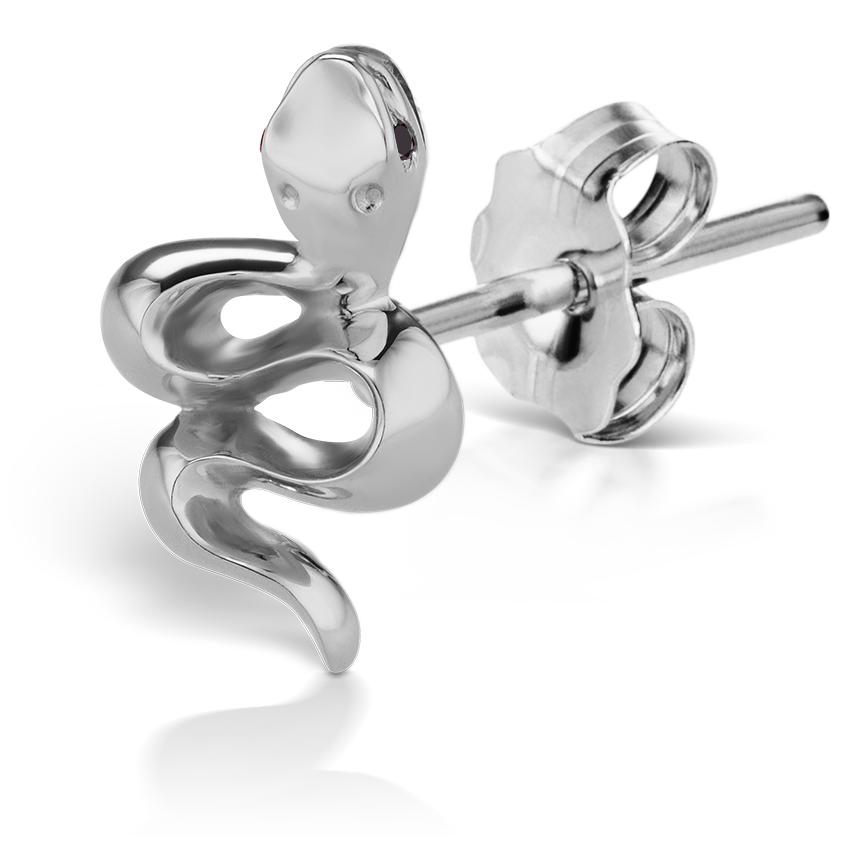Snake with Black Diamond Eyes Earstud
