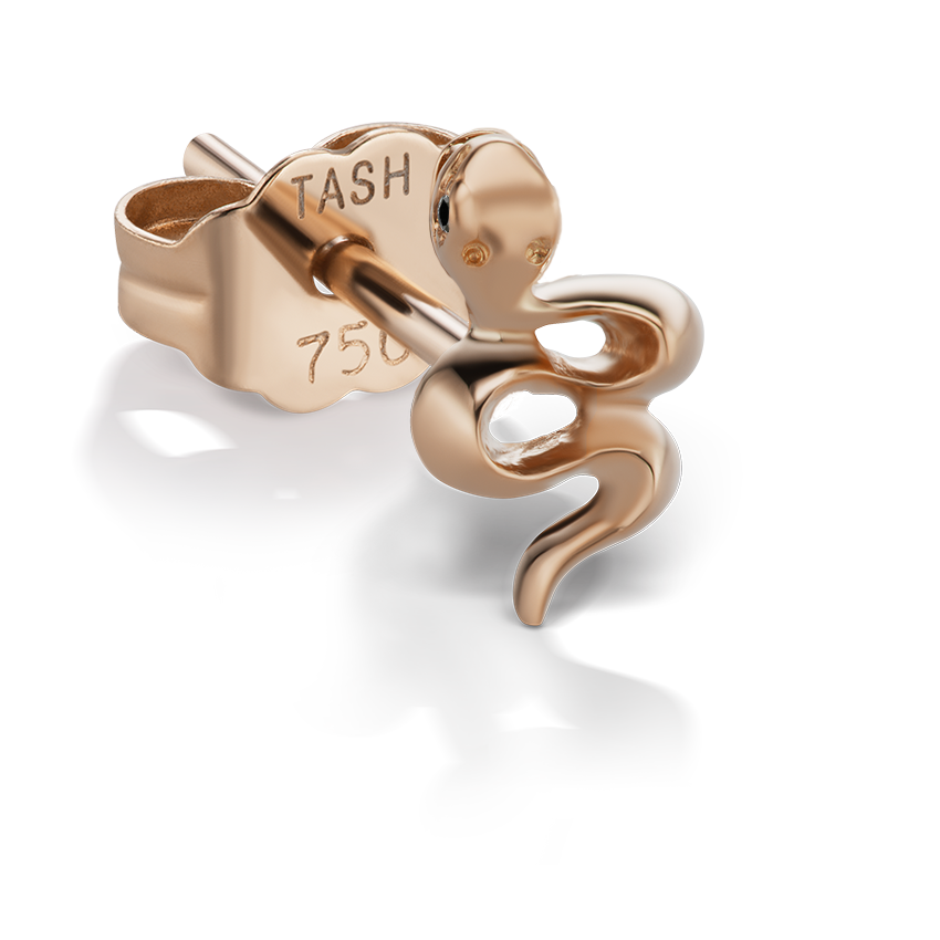 Snake with Black Diamond Eyes Earstud