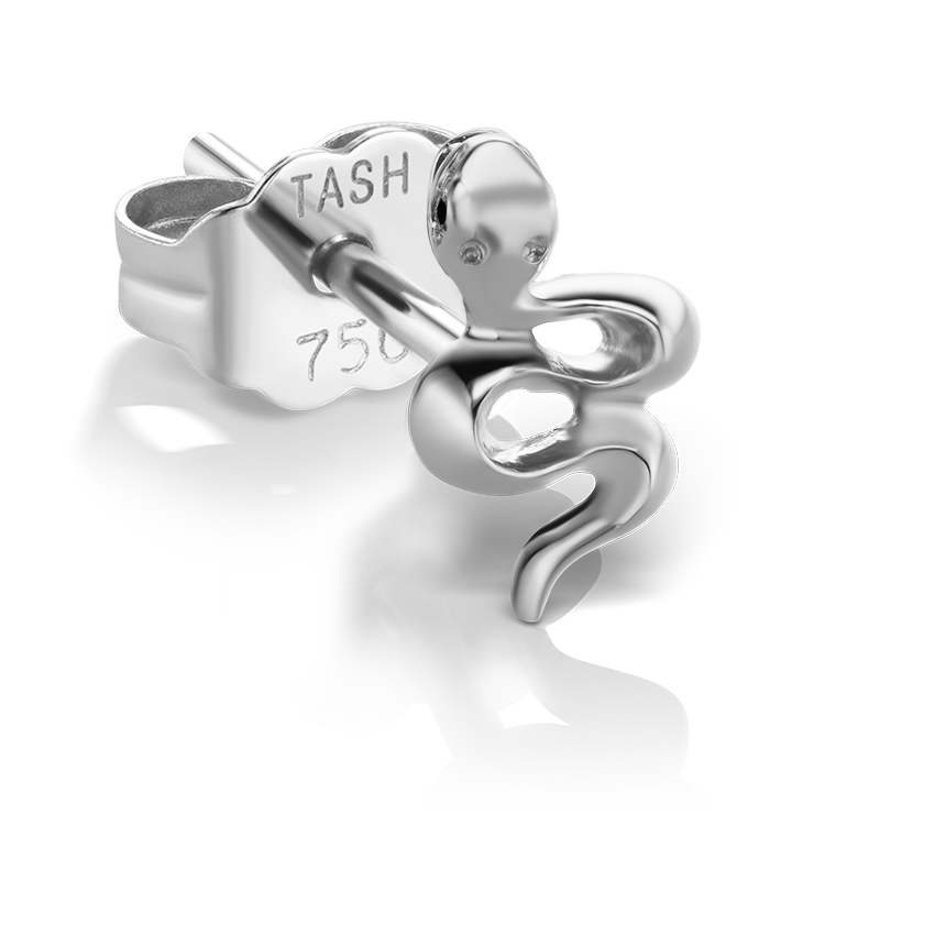 Snake with Black Diamond Eyes Earstud