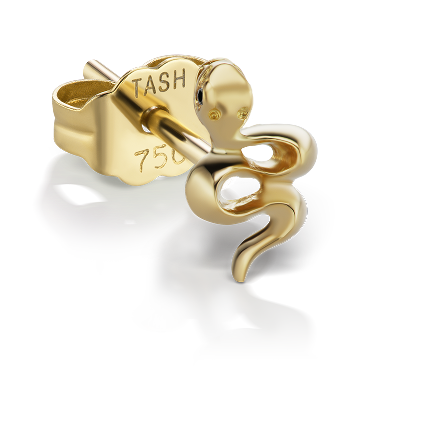 Snake with Black Diamond Eyes Earstud