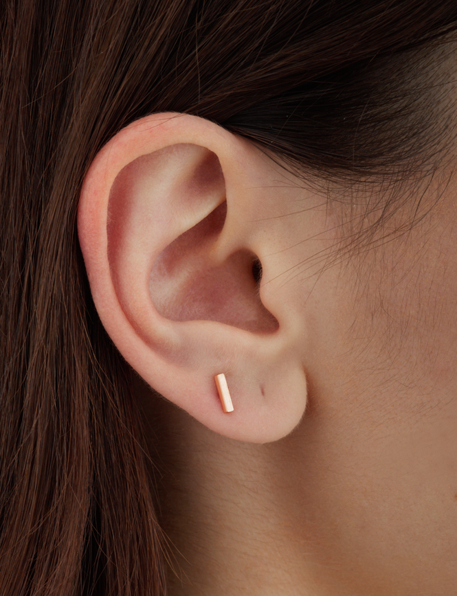 Matte Square Bar Stud Earring