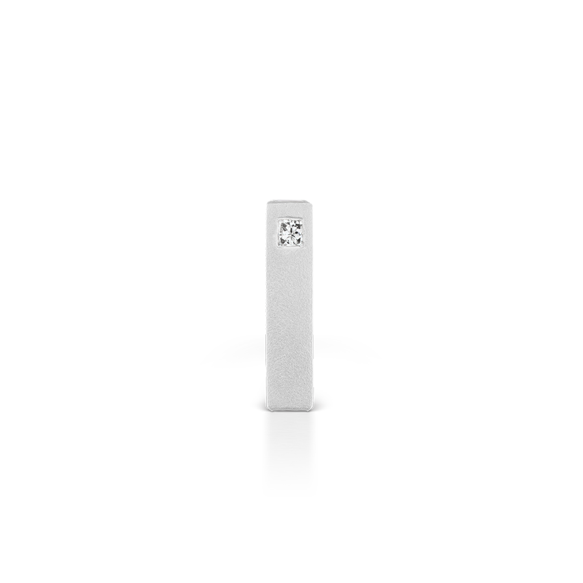 Matte Square Three Diamond End Bar Stud Earring