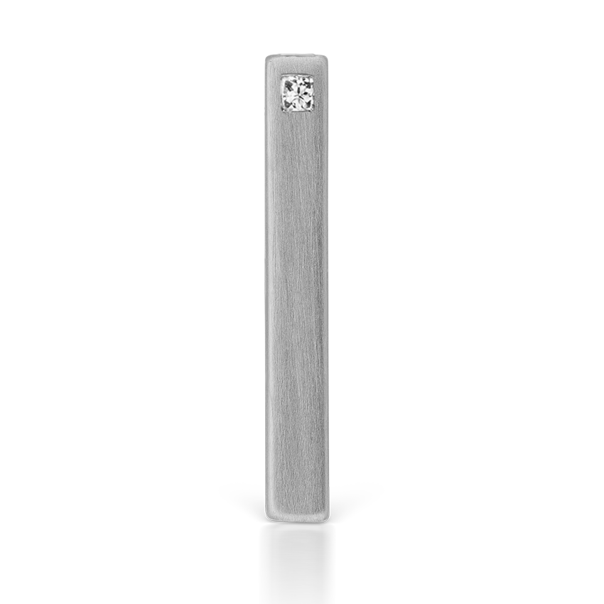 Matte Square Three Diamond End Bar Threaded Stud Earring With Titanium Backing