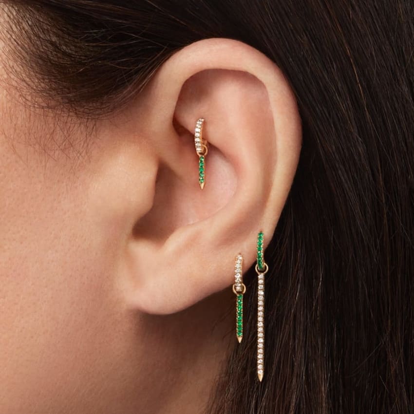 Diamond and Emerald Eternity Bar Charm