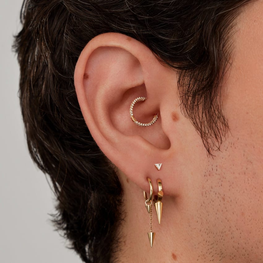 Triple Long Spike Hoop Earring