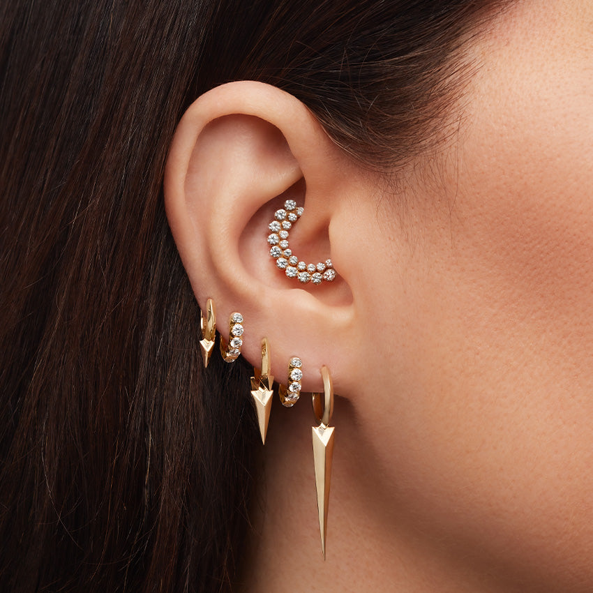 Faceted Grand Spike Hoop Earring