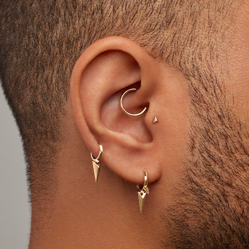 Faceted Single Long Spike Hoop Earring