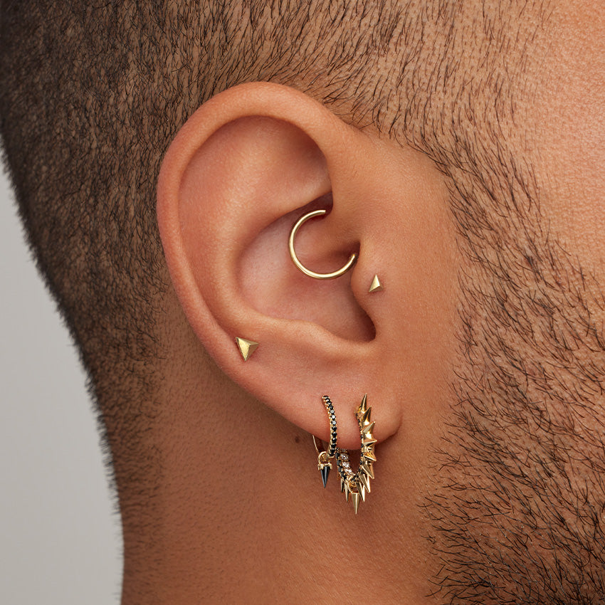 Faceted Triangle Threaded Stud Earring