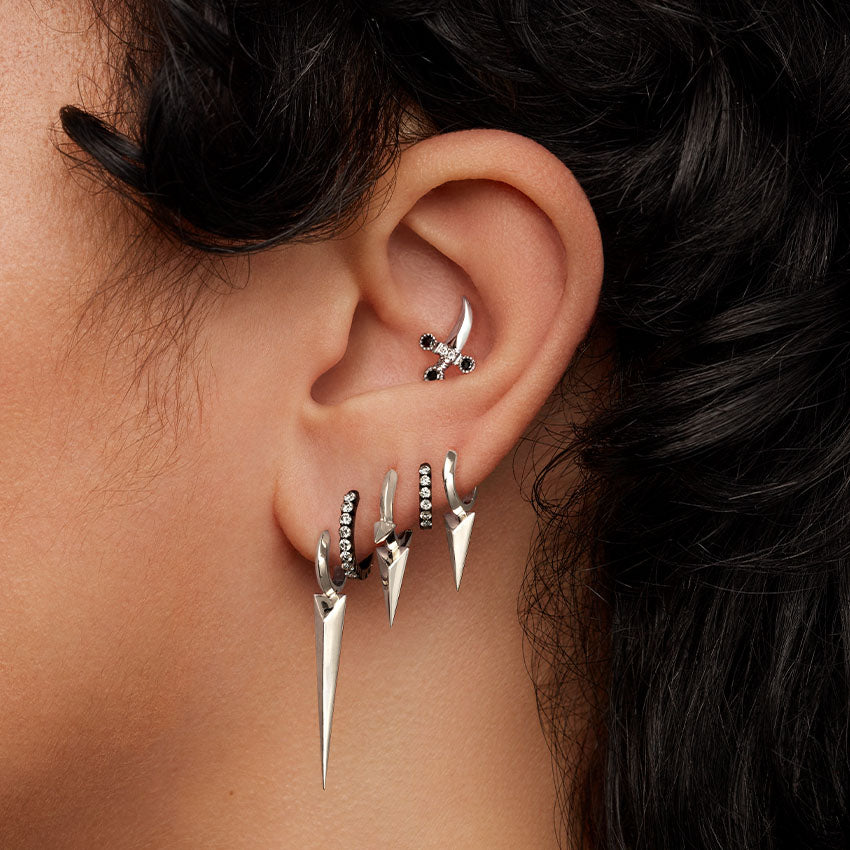 Faceted Grand Spike Hoop Earring