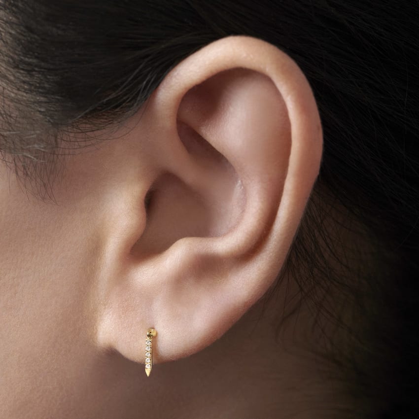 Diamond Eternity Bar Charm Threaded Stud Earring