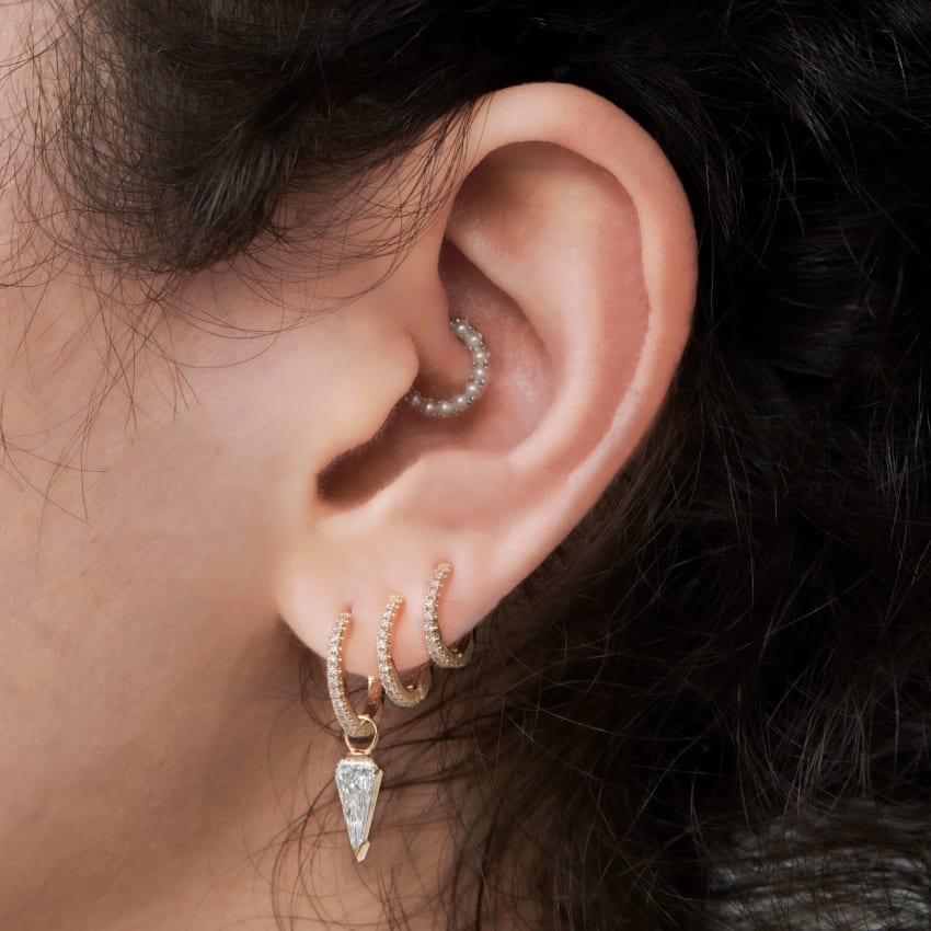 Pearl Horizontal Eternity Hoop Earring