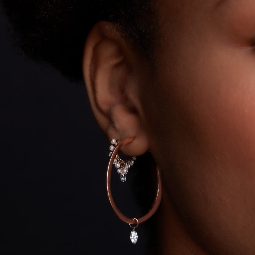 Diamond Coronet with Briolette Hoop Earring
