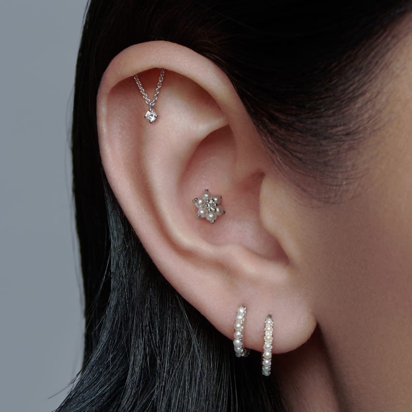 Pearl Eternity Hoop Earring