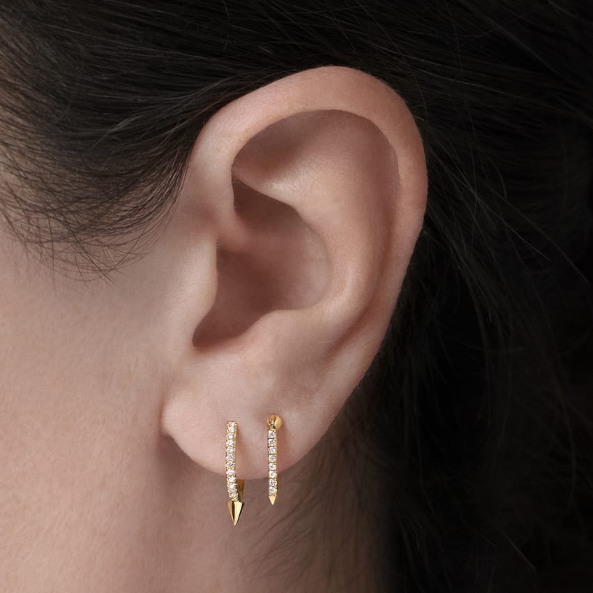 Single Short Spike Diamond Eternity Hoop Earring