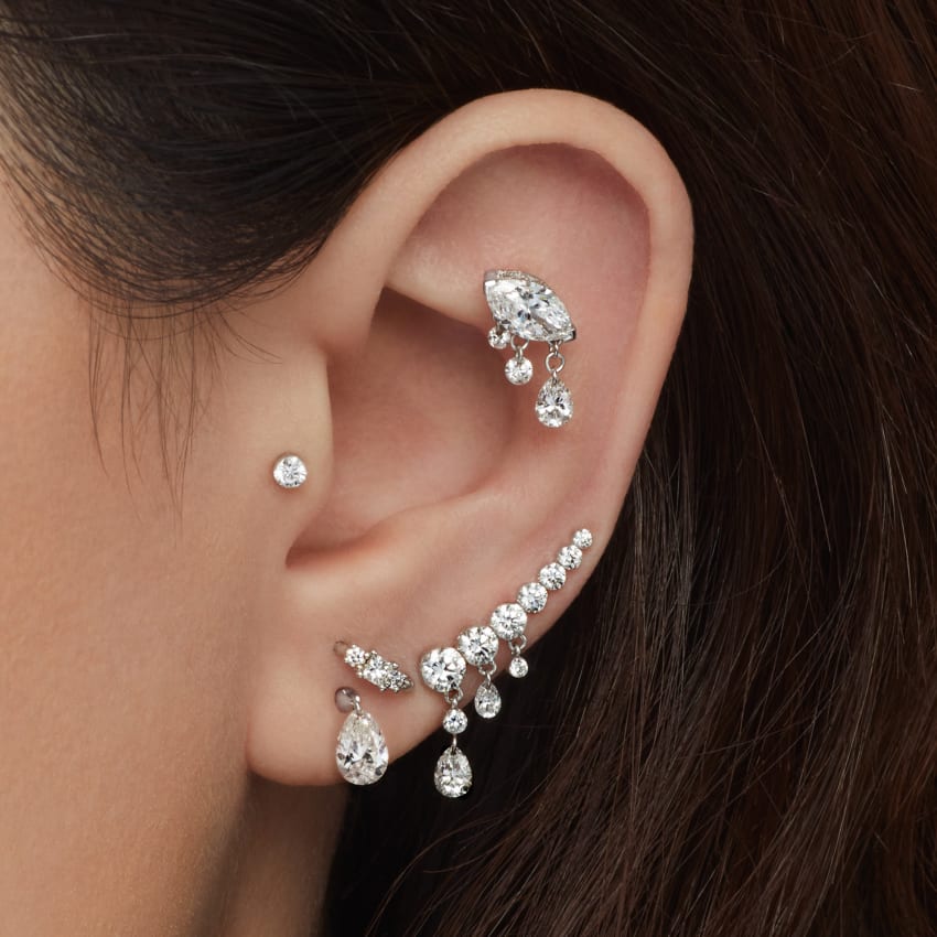 18mm Curved Crescendo Bar Invisible Set Diamond Ear Climber