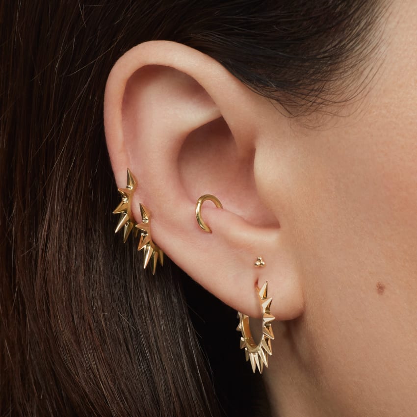 Ball Trinity Threaded Stud Earring With Titanium Backing