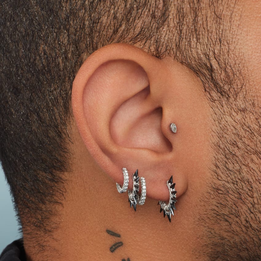 Diamond Five Row Pavé Hoop Earring (Bottom Hinge)
