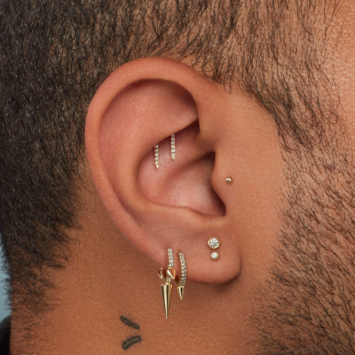 Single Short Spike Diamond Eternity Hoop Earring