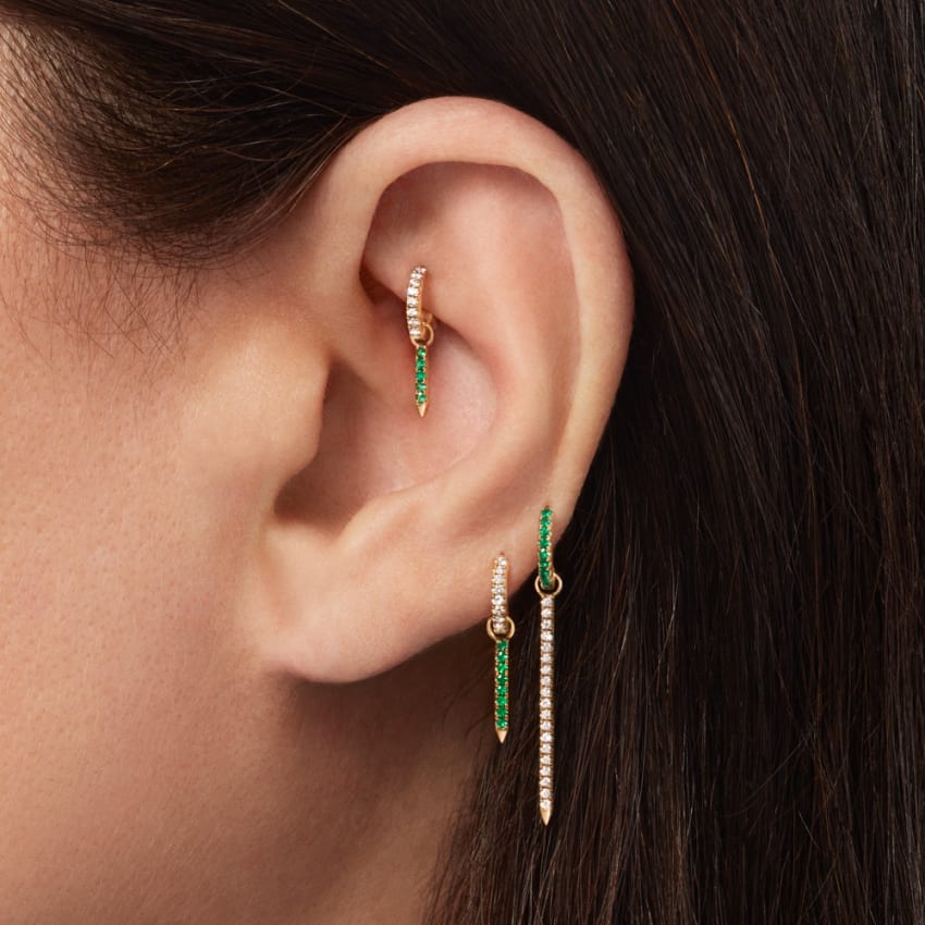 Diamond and Emerald Eternity Bar Charm