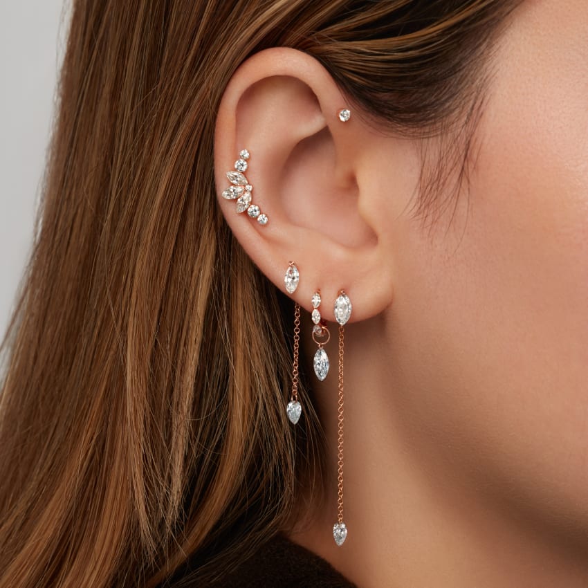 Invisible Set Diamond Marquise Eternity Hoop Earring
