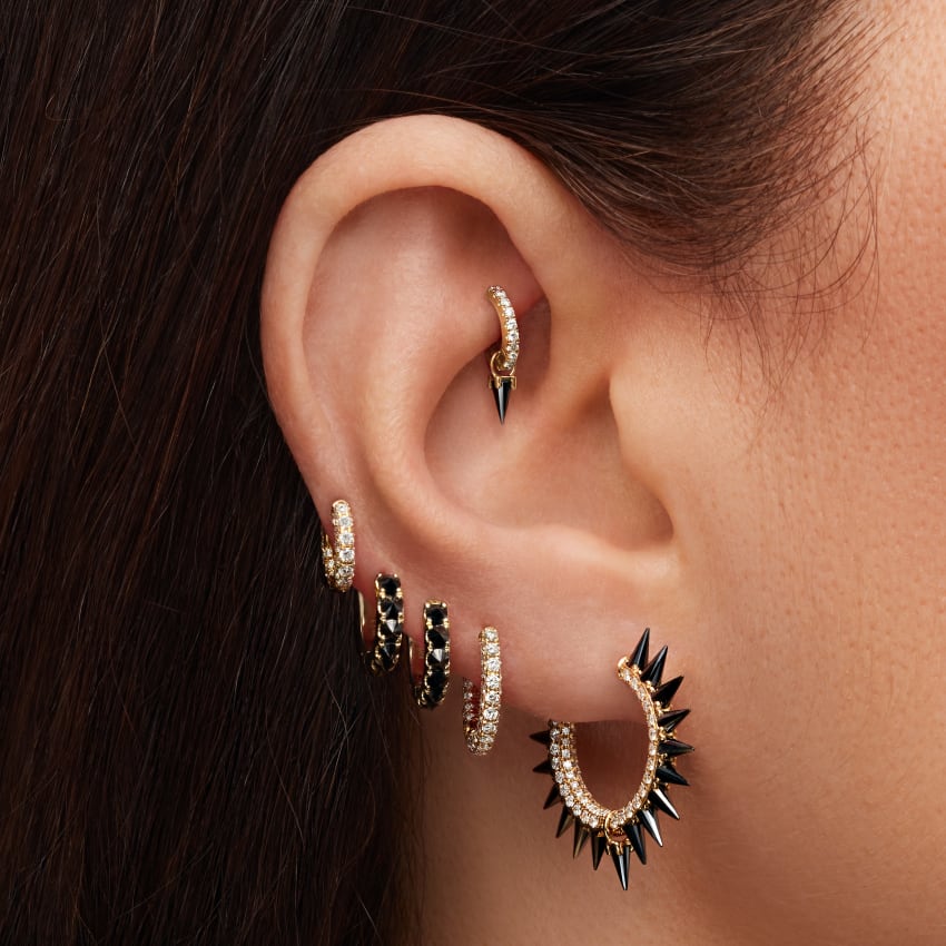 Diamond Five Row Pavé Hoop Earring (Bottom Hinge)
