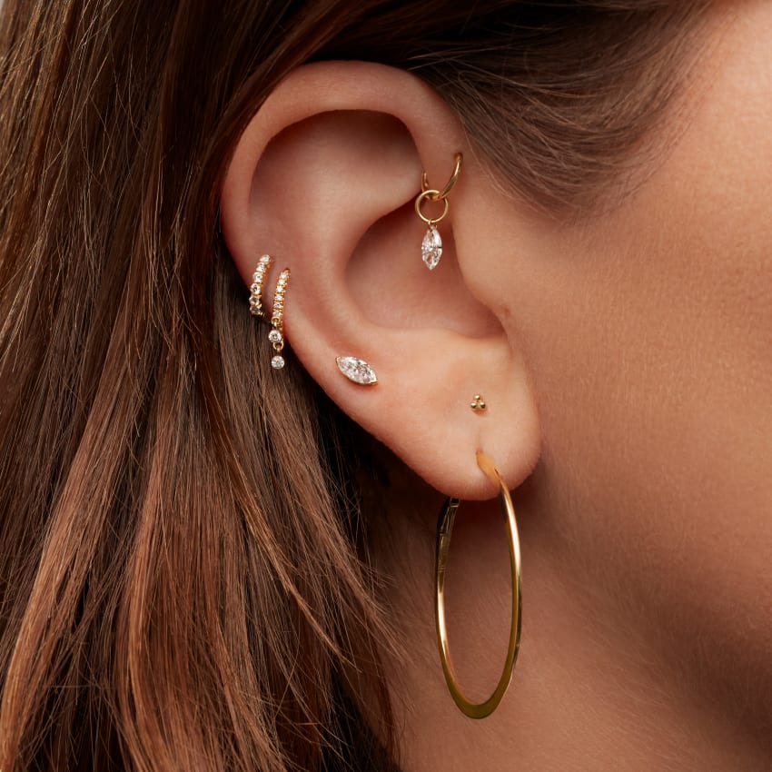 Diamond Eternity Double Dangle Hoop Earring