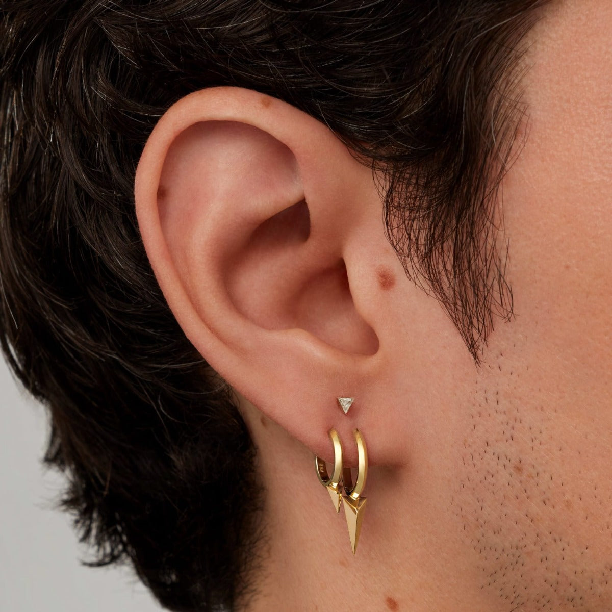 Faceted Single Long Spike Hoop Earring