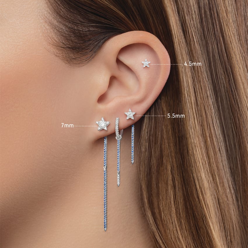 Diamond Star Threaded Stud Earring With Titanium Backing