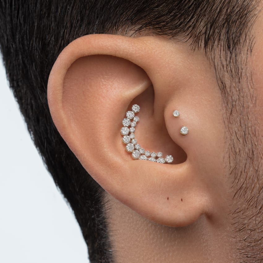 Invisible Set Diamond Apsara Curve Threaded Stud Earring