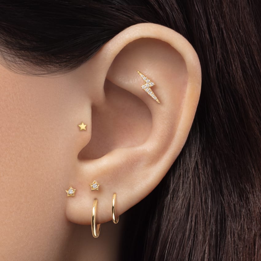 Plain Star Threaded Stud Earring With Titanium Backing