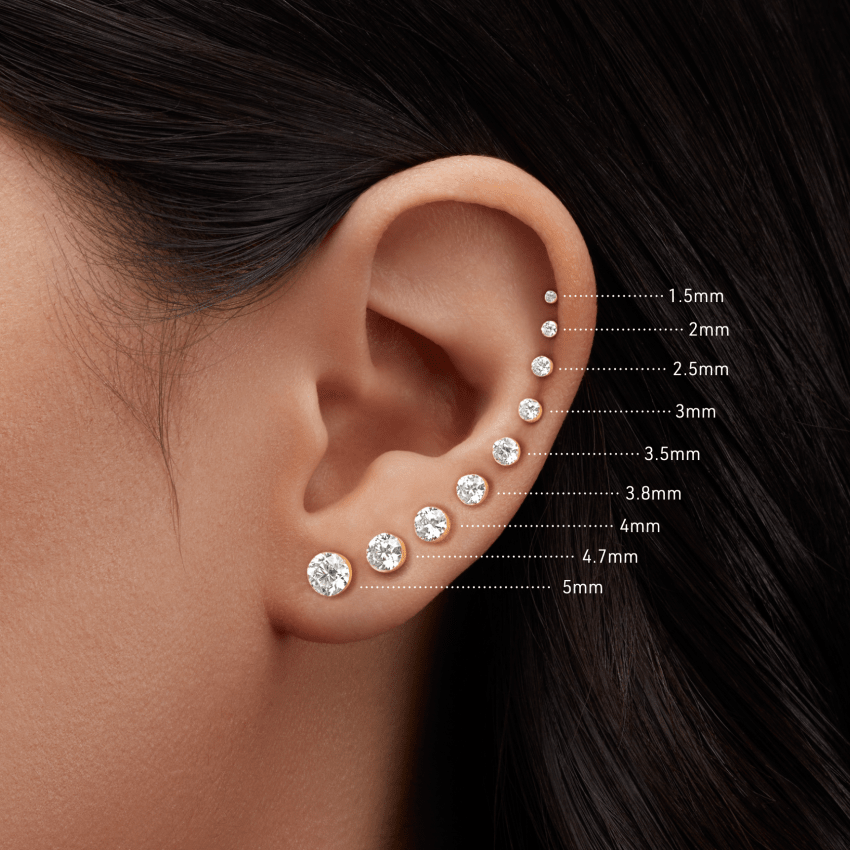 Invisible Set Diamond Threaded Stud Earring